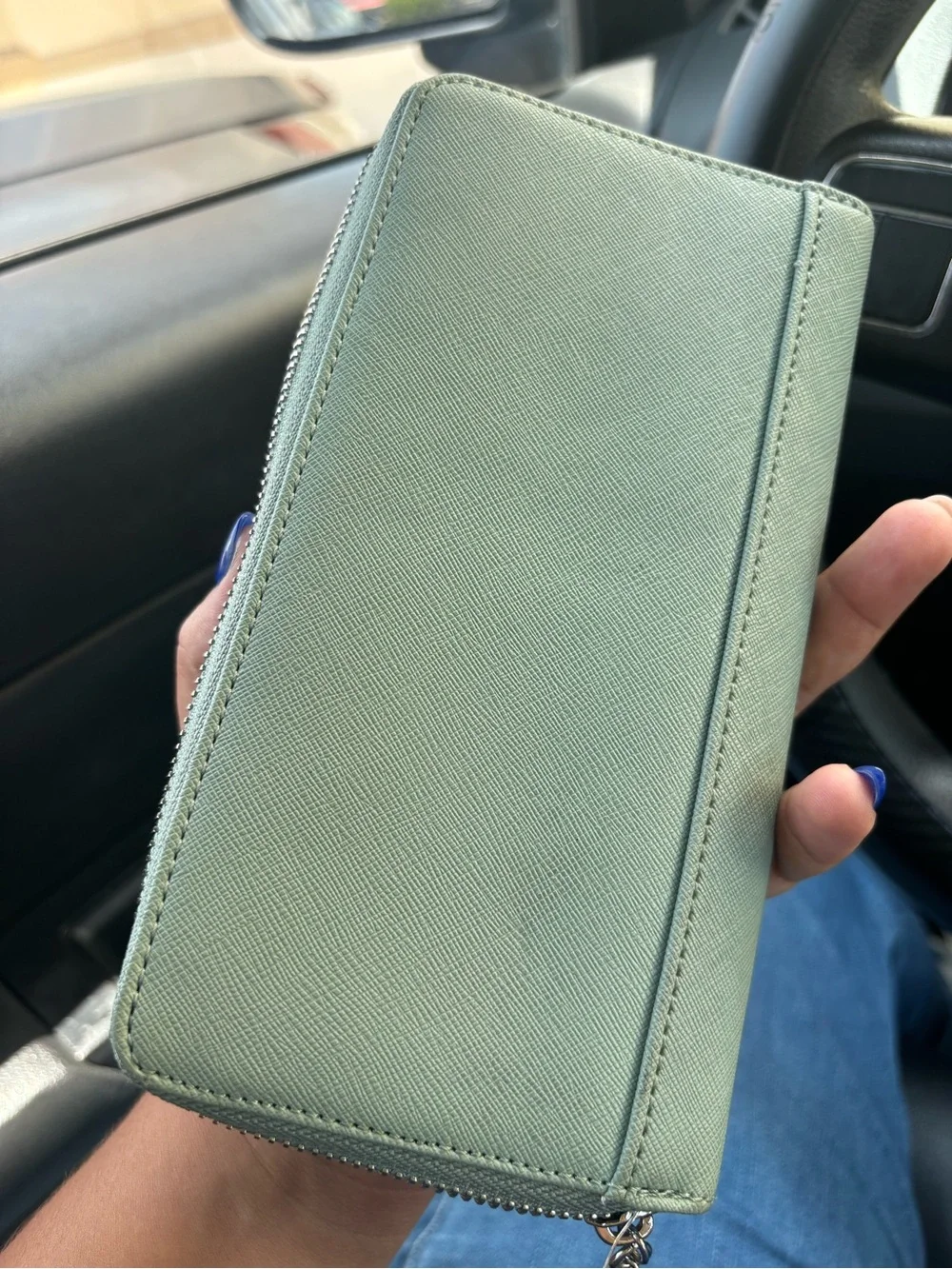 GUESS Zip-Around Phone Wallet in Sage Green